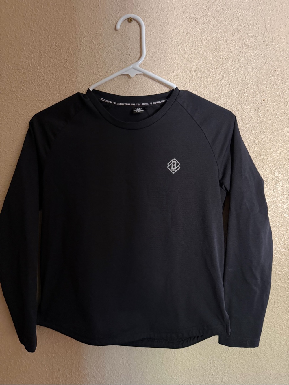 Black Kids' Long Sleeve Performance Tee with Logo